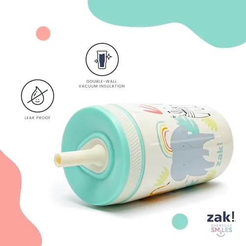 Zak Designs Shells Kelso Tumbler Set, Leak-Proof Screw-On Lid with Straw, Bundle for Kids Includes Plastic and Stainless Steel Cups with Bonus Sipper (3pc Set, Non-BPA) thumbnail 4