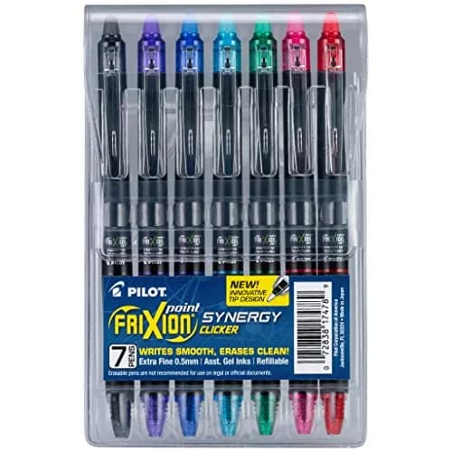 PILOT FriXion Synergy Clicker Erasable Pens 0.5mm 7-Pack Assorted Colors | Smooth Ink Flow thumbnail 1