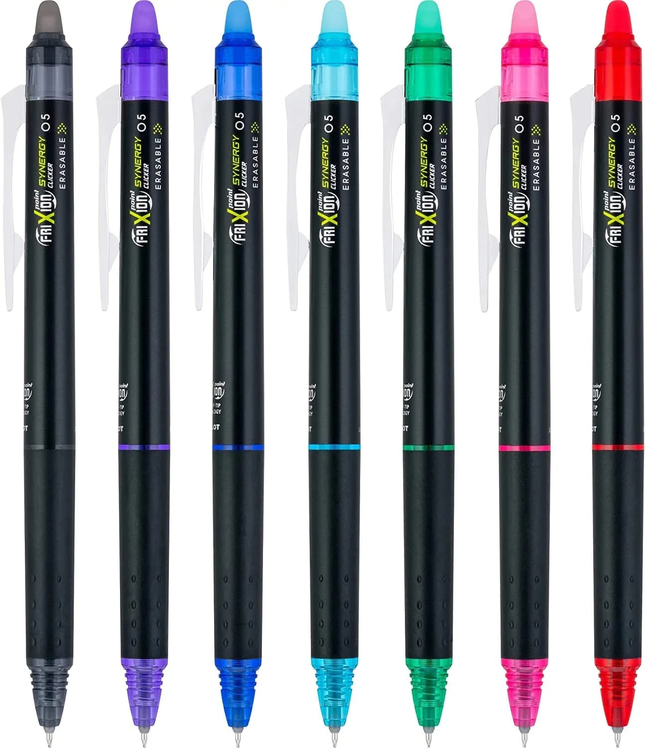 PILOT FriXion Synergy Clicker Erasable Pens 0.5mm 7-Pack Assorted Colors | Smooth Ink Flow - view 2