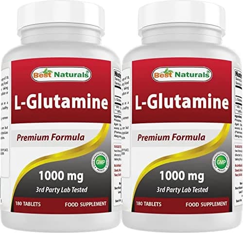 Best Naturals L-Glutamine 1000 mg 180 Tablets | Unflavored, 360 Tablets (Pack of 2) for Muscle & Immunity Support thumbnail 1