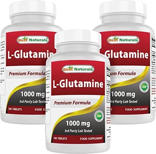 Best Naturals L-Glutamine 1000 mg 180 Tablets | Non-GMO, Gluten-Free, Made in USA thumbnail 1