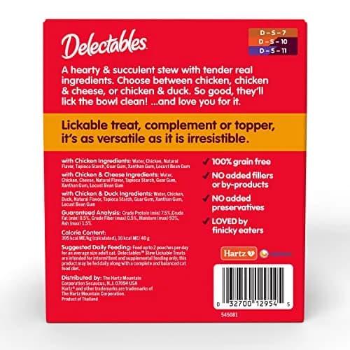 Delectables Non-Seafood Stew Lickable Wet Cat Treats Variety Pack 1.4oz (12 Pouches) | Entangled Meat & Sauce for Complete Licking thumbnail 8