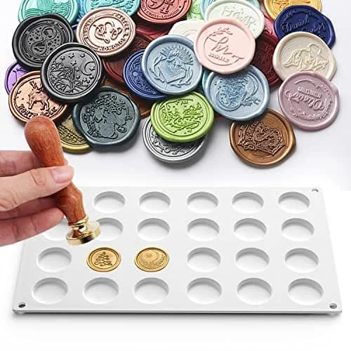 CANIPHA Silicone Wax Seal Mat Pad with 24 Cavities & 50 Adhesive Dots | 29.5 cm x 18.8 cm (11.6" x 6.7") thumbnail 1