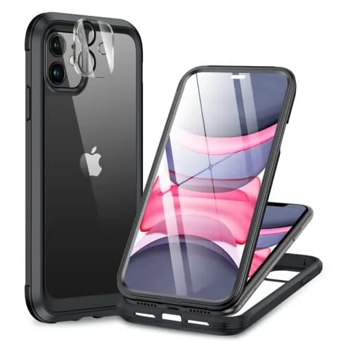 Miracase Glass Series for iPhone 11 Case 6.1 inch | Rugged Full-Body Bumper with Tempered Glass & Camera Protector, Black thumbnail 1