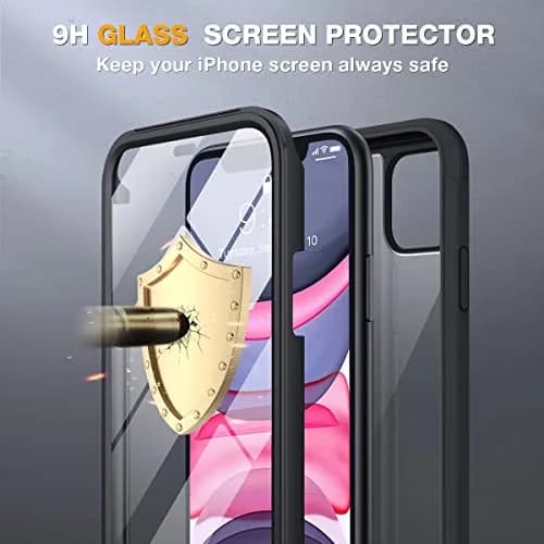 Miracase Glass Series for iPhone 11 Case 6.1 inch | Rugged Full-Body Bumper with Tempered Glass & Camera Protector, Black thumbnail 7