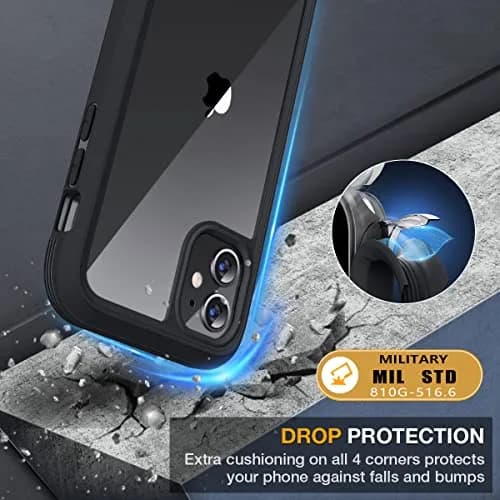 Miracase Glass Series for iPhone 11 Case 6.1 inch | Rugged Full-Body Bumper with Tempered Glass & Camera Protector, Black thumbnail 3