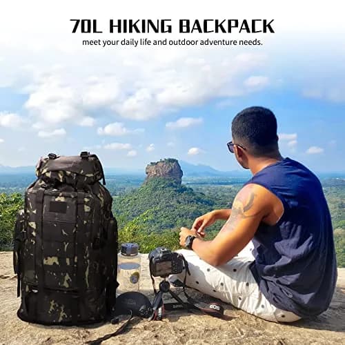 W WINTMING 70L Hiking Backpack for Men | Water-Resistant 900D Oxford Tactical Rucksack with Molle System thumbnail 6