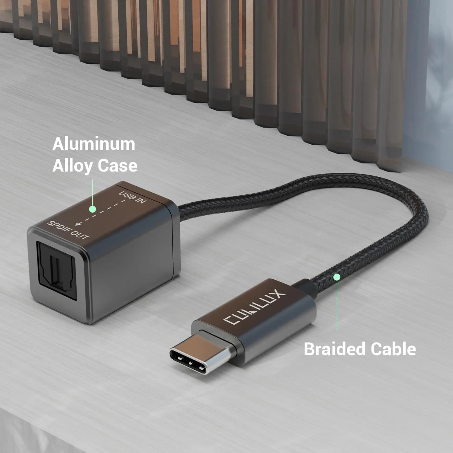 Cubilux USB C to SPDIF Optical Audio Adapter 192KHz/24bit DAC | Unidirectional Type C to TOSLINK Transmitter for MacBook Pro/Air, Laptop, Computer - view 6