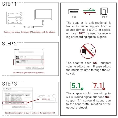Cubilux USB C to SPDIF Optical Audio Adapter 192KHz/24bit DAC | Unidirectional Type C to TOSLINK Transmitter for MacBook Pro/Air, Laptop, Computer thumbnail 2