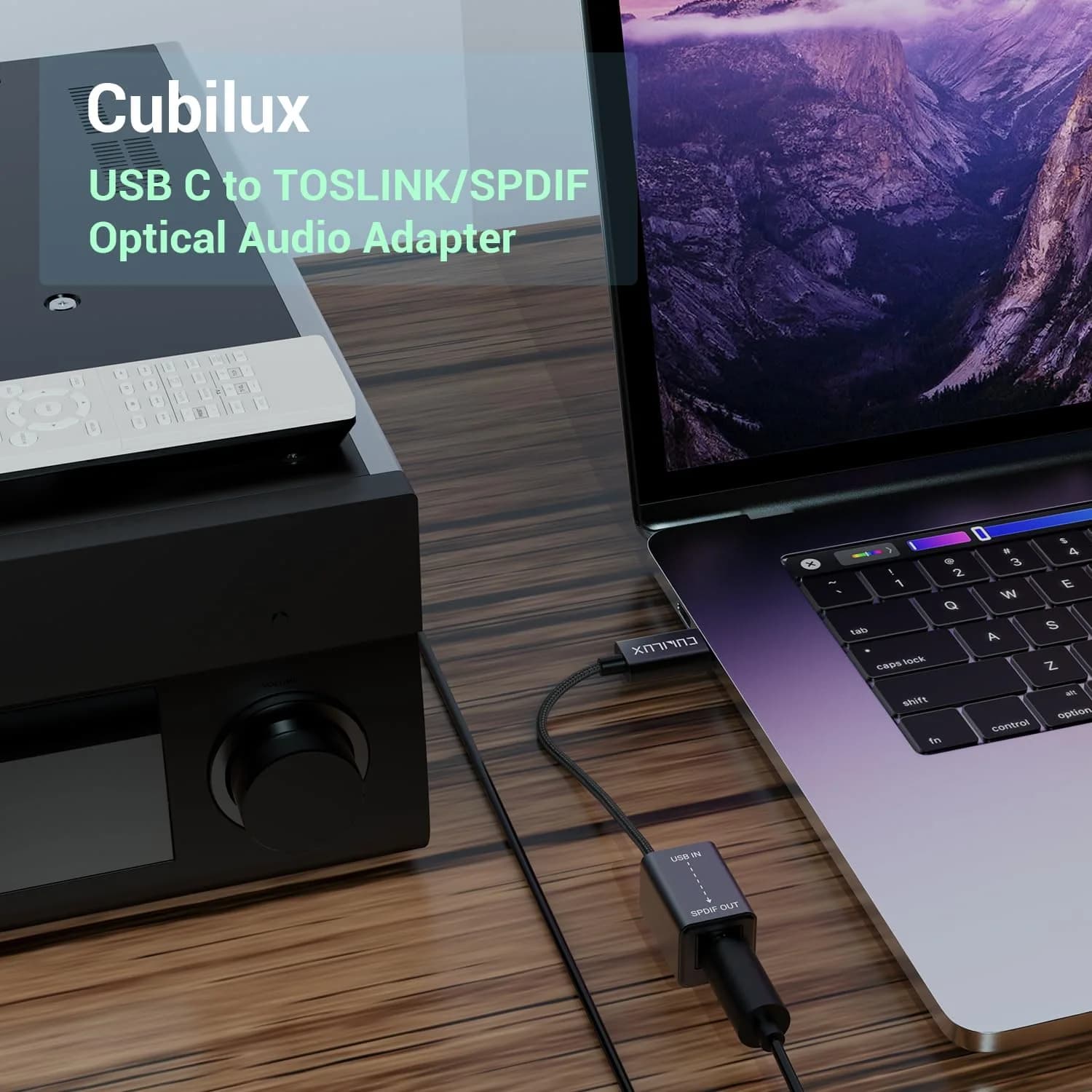 Cubilux USB C to SPDIF Optical Audio Adapter 192KHz/24bit DAC | Unidirectional Type C to TOSLINK Transmitter for MacBook Pro/Air, Laptop, Computer - view 3