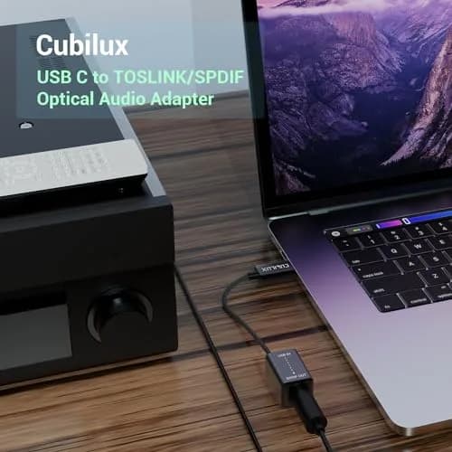 Cubilux USB C to SPDIF Optical Audio Adapter 192KHz/24bit DAC | Unidirectional Type C to TOSLINK Transmitter for MacBook Pro/Air, Laptop, Computer thumbnail 3