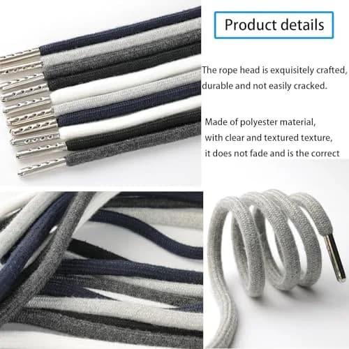 Anjpuy 4 Pieces 53 Inches Drawstring Cords Replacement Drawstrings with Easy Threader for Sweatpants Shorts Pants Hoodies (Grey) | Durable Polyester Cotton thumbnail 3