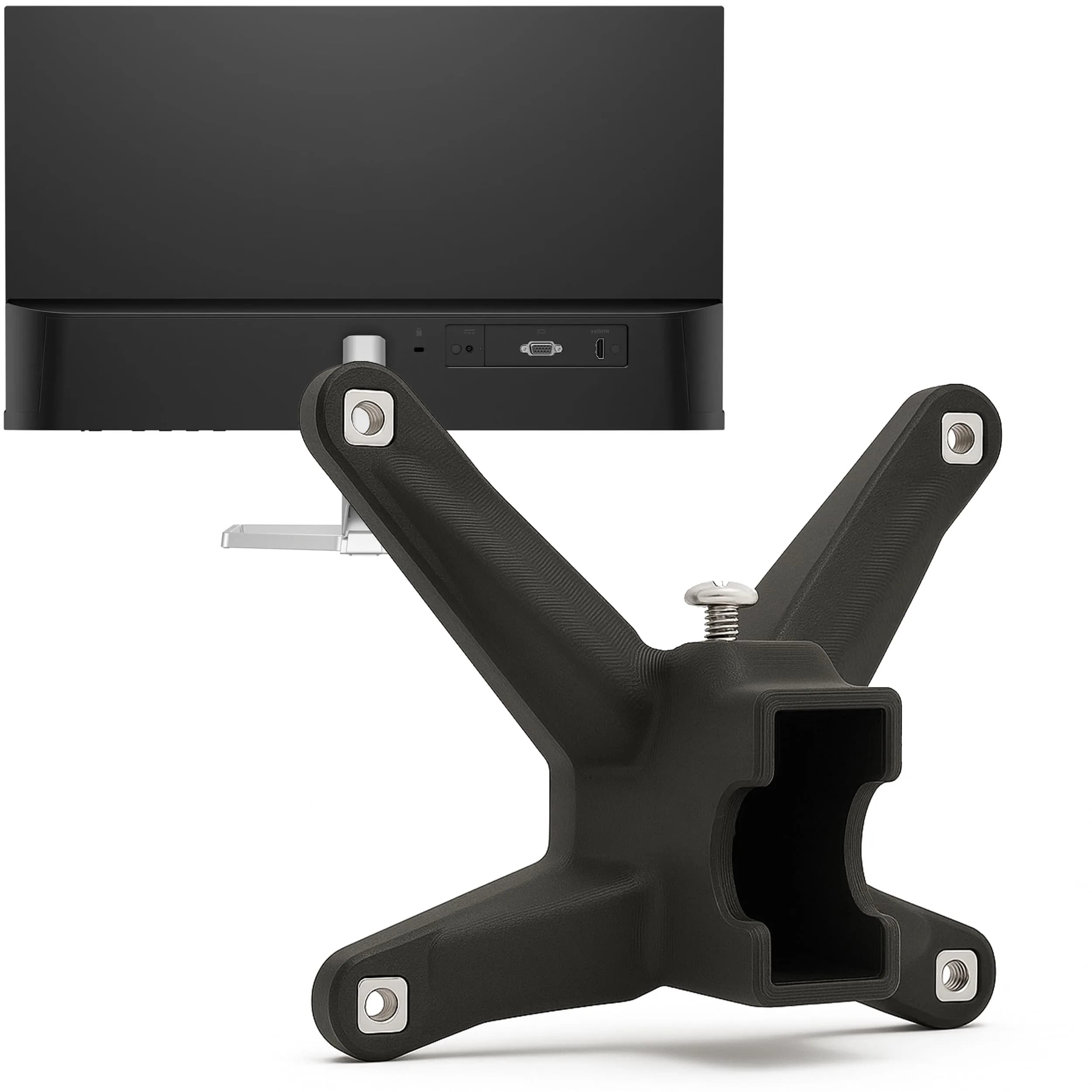 3IDEE VESA Mount Adapter for HP Monitors (M22f-M32f) 75x75mm | Converts Non-VESA to VESA Mount — Black