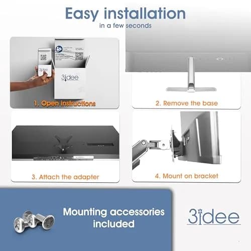 3IDEE VESA Mount Adapter for HP Monitors (M22f-M32f) 75x75mm | Converts Non-VESA to VESA Mount thumbnail 3
