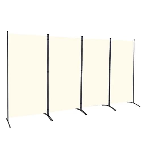 JVVMNJLK 4 Panel Folding Room Divider 136" W x 71.3" H Beige | Portable Privacy Screen for Indoor Use thumbnail 1