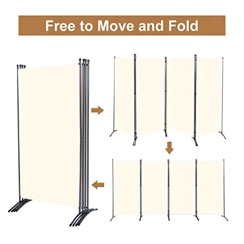 JVVMNJLK 4 Panel Folding Room Divider 136" W x 71.3" H Beige | Portable Privacy Screen for Indoor Use thumbnail 4