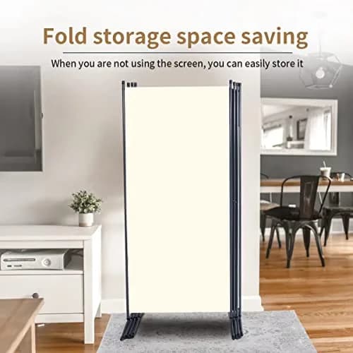 JVVMNJLK 4 Panel Folding Room Divider 136" W x 71.3" H Beige | Portable Privacy Screen for Indoor Use thumbnail 5