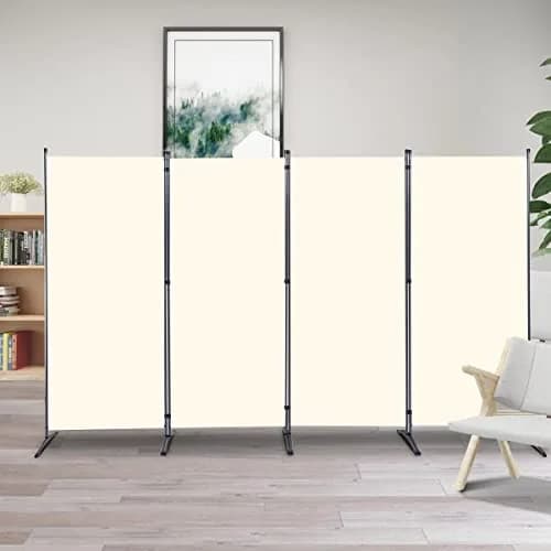 JVVMNJLK 4 Panel Folding Room Divider 136" W x 71.3" H Beige | Portable Privacy Screen for Indoor Use thumbnail 6