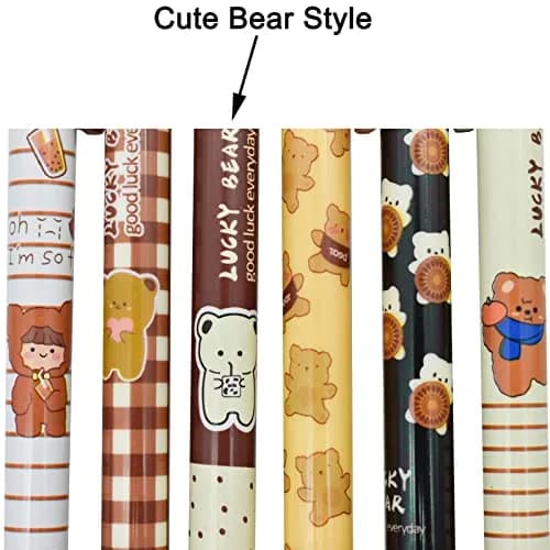 Maydahui 12 PCS Cute Bear Gel Pen Cartoon Girl Cookies | Smooth Ink, 0.5mm Fine Point, Retractable, Multicolor, Animal Design thumbnail 3