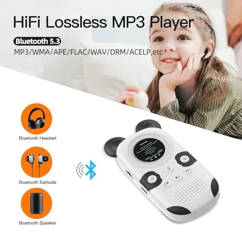 RUIZU Cute Panda MP3 Player for Kids 64GB | Bluetooth 5.3, Built-in Speaker, Expandable to 128GB thumbnail 3