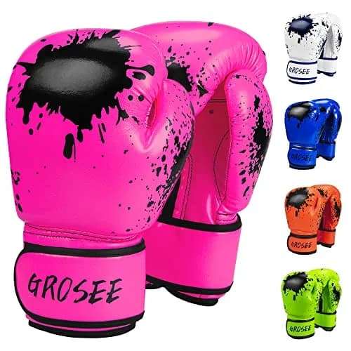 Grosee Pink 8 oz Boxing Glove | Youth Training Sparring Gear for Ages 6-15 thumbnail 1