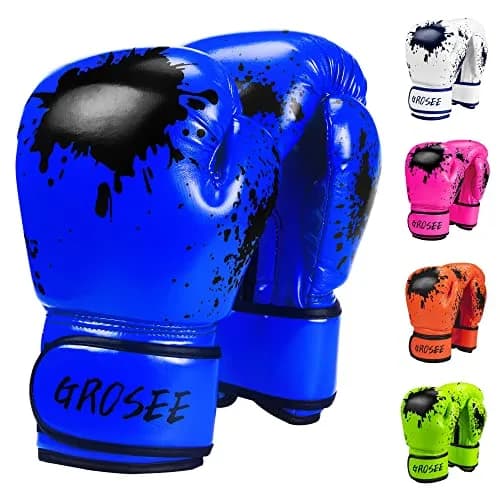 Grosee Kids Boxing Glove 6oz 8oz | Youth Training Sparring Gloves for Punching Bag & Kickboxing (Blue, 6 oz (45-80 lbs)) thumbnail 1