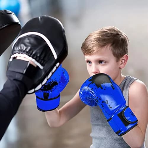 Grosee Kids Boxing Glove 6oz 8oz | Youth Training Sparring Gloves for Punching Bag & Kickboxing (Blue, 6 oz (45-80 lbs)) thumbnail 6