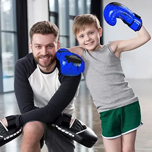 Grosee Kids Boxing Glove 6oz 8oz | Youth Training Sparring Gloves for Punching Bag & Kickboxing (Blue, 6 oz (45-80 lbs)) thumbnail 8