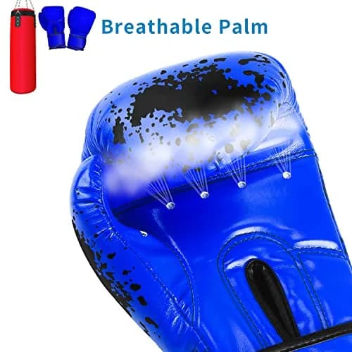 Grosee Kids Boxing Glove 6oz 8oz | Youth Training Sparring Gloves for Punching Bag & Kickboxing (Blue, 6 oz (45-80 lbs)) thumbnail 3