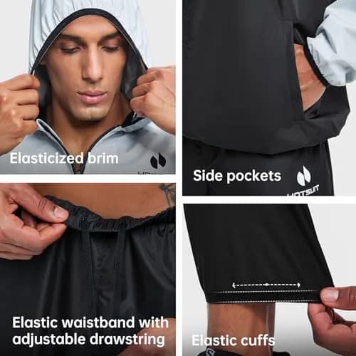 HOTSUIT Men's Sauna Suit for Weight Loss & Exercise | White, Large (2-Piece Set) thumbnail 4