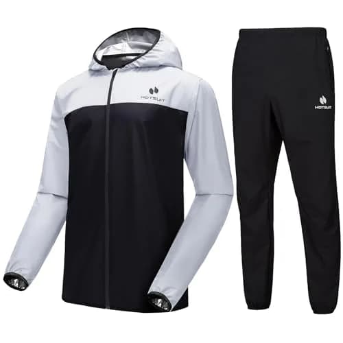 HOTSUIT Men's Sauna Suit for Weight Loss & Exercise | White, Large (2-Piece Set) thumbnail 1