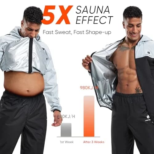HOTSUIT Men's Sauna Suit for Weight Loss & Exercise | White, Large (2-Piece Set) thumbnail 2
