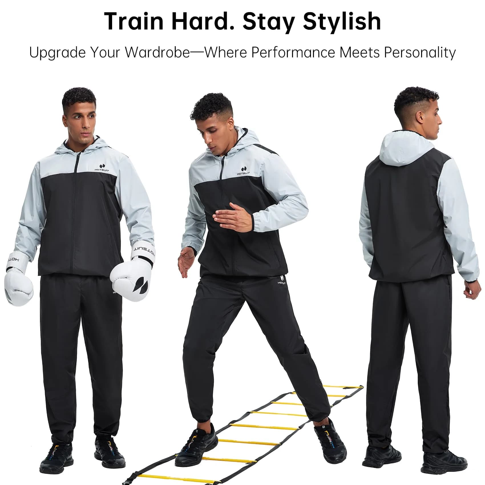 HOTSUIT Men's Sauna Suit for Weight Loss & Exercise | White, Large (2-Piece Set) - view 3