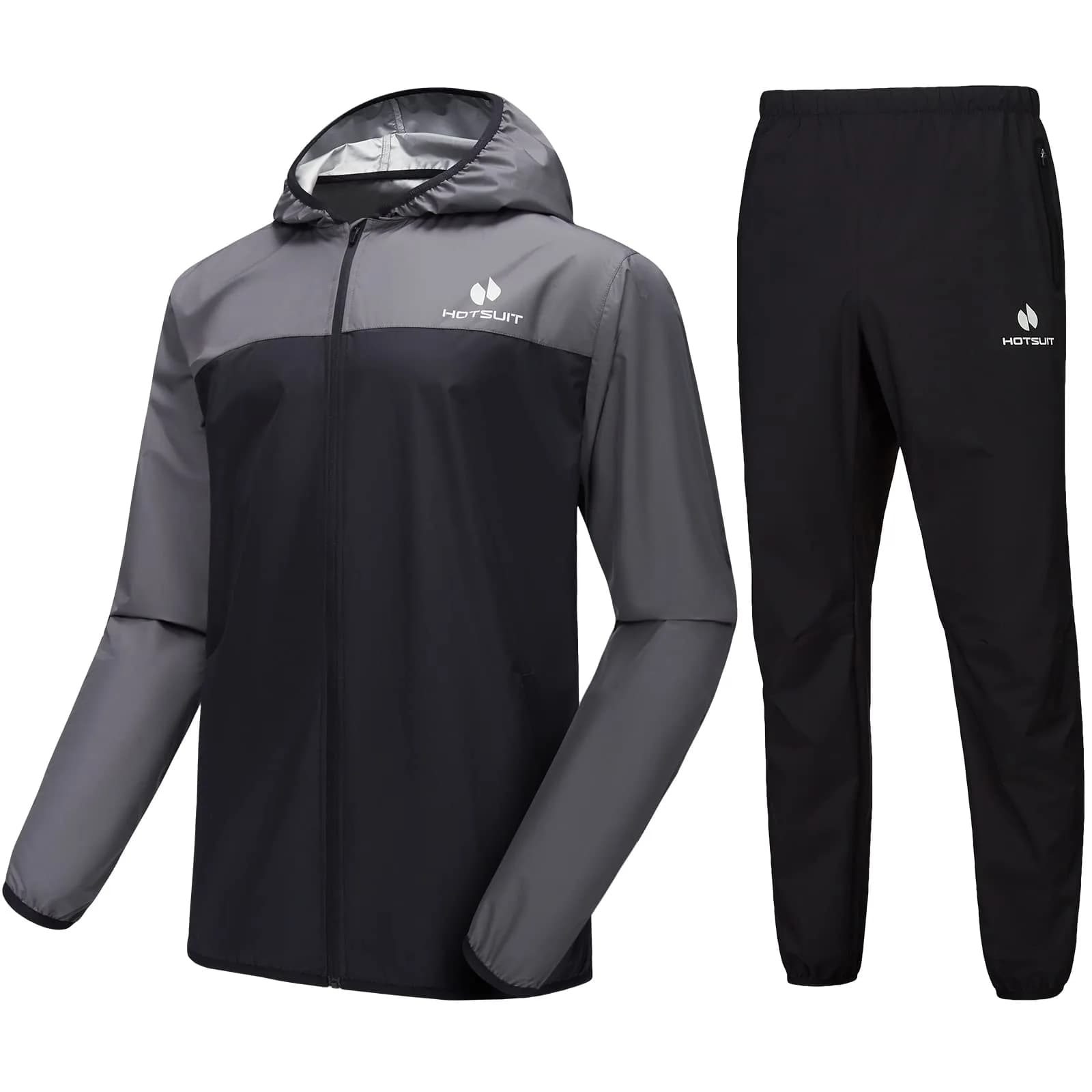 HOTSUIT Sauna Suit for Men Weight Loss Sweat Suits Gym Workout Exercise Sauna Jacket Pant Full Body, Gray, L | Scientific Water Weight Loss - main product image