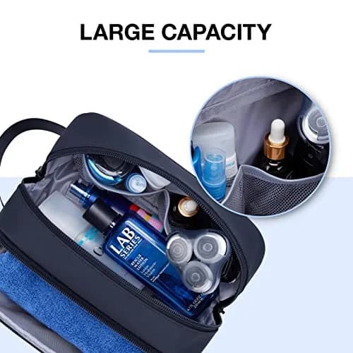 BAGSMART Travel Toiletry Bag for Men, Dopp Kit Water Resistant Navy-Medium | Spacious & Water-Resistant thumbnail 4