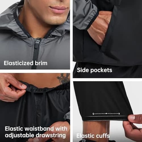HOTSUIT Sauna Suit for Men Weight Loss Sweat Suits Gym Workout Exercise Sauna Jacket Pant Full Body, Gray, M | Scientific Water Weight Loss thumbnail 4