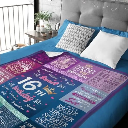 Wisegem Sweet 16 Blanket 60" x 50" | Perfect Gift for 16th Birthday Girl thumbnail 4