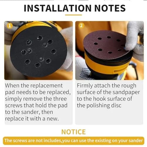 Gnellkoor 5 Inch Orbital Sander Metal Pad Replacement 3 Pack | Durable Metal & Rubber Construction thumbnail 4
