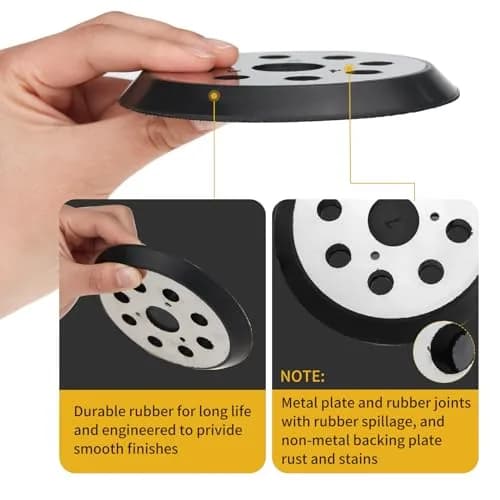 Gnellkoor 5 Inch Orbital Sander Metal Pad Replacement 3 Pack | Durable Metal & Rubber Construction thumbnail 6