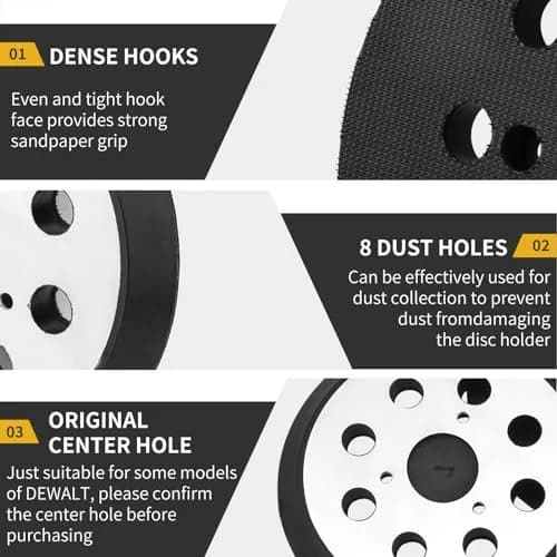Gnellkoor 5 Inch Orbital Sander Metal Pad Replacement 3 Pack | Durable Metal & Rubber Construction thumbnail 7
