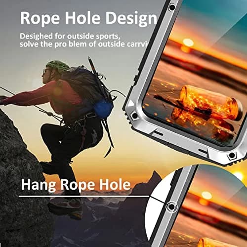 Simicoo Samsung S22 Plus Metal Bumper Silicone Case with Stand Silver | Heavy Duty Shockproof Rugged Cover thumbnail 7