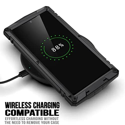 Simicoo Samsung S22 Ultra Metal Case with Screen Protector & Stand | Heavy Duty Shockproof Cover for Samsung S22 Ultra (Black) thumbnail 7
