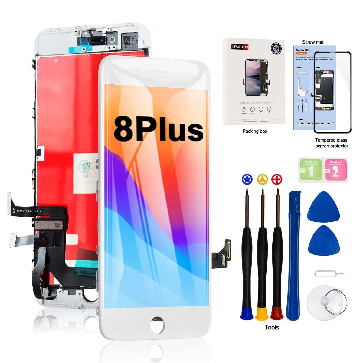 EFAITHFIX White iPhone 8 Plus Screen Replacement 13.97 cm (5.5 Inch) | High Resolution Display — for iPhone 8 Plus White