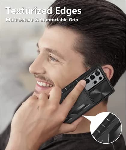 SOiOS Samsung Galaxy S23 Ultra Case with Kickstand & Slider | Rugged Military Design, Black thumbnail 8