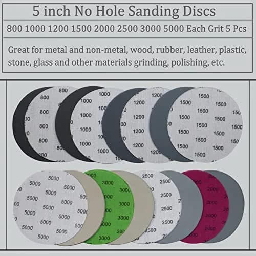 Aewio 5 Inch No Hole Sanding Discs 40PCS - 800 to 5000 Grit | Wet Dry Silicon Carbide for Orbital Sanders thumbnail 7