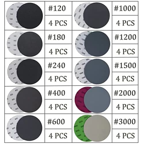 Aewio 5 inch No Hole Sanding Discs 125mm (5 inch) | 40PCS Grit #120-#3000 Wet Dry Sandpaper for Random Orbital Sanders thumbnail 2