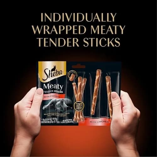 Sheba Meaty Tender Sticks Cat Treats, Chicken, Salmon & Tuna | Soft, Real Meat, 70 Count thumbnail 9