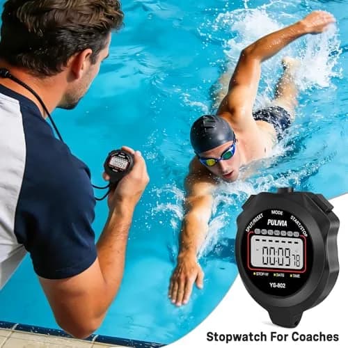 PULIVIA Digital Stopwatch Timer, 1/100-Second Accuracy, Black, Sports & Fitness thumbnail 5
