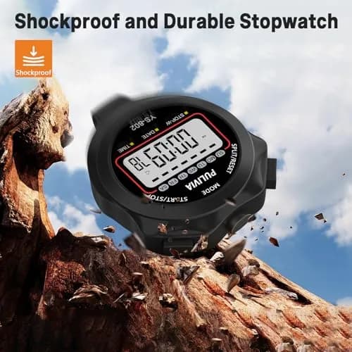 PULIVIA Digital Stopwatch Timer, 1/100-Second Accuracy, Black, Sports & Fitness thumbnail 7