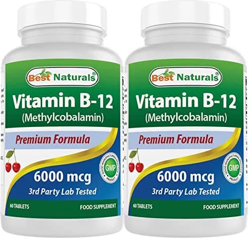 Best Naturals Vitamin B-12 as Methylcobalamin 6000 mcg | Supports Nerve & Heart Health thumbnail 1
